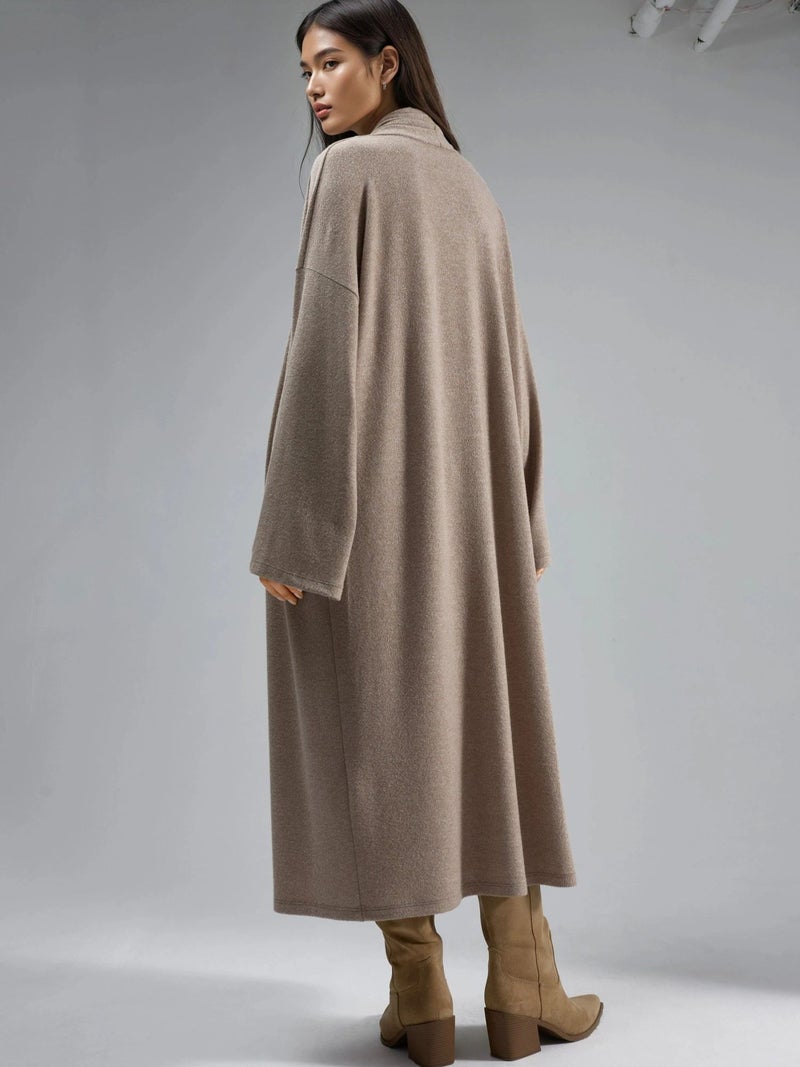 Busem Relaxed Fit Longline Open-Front Shawl Collar Knit Cardigan - Image 3